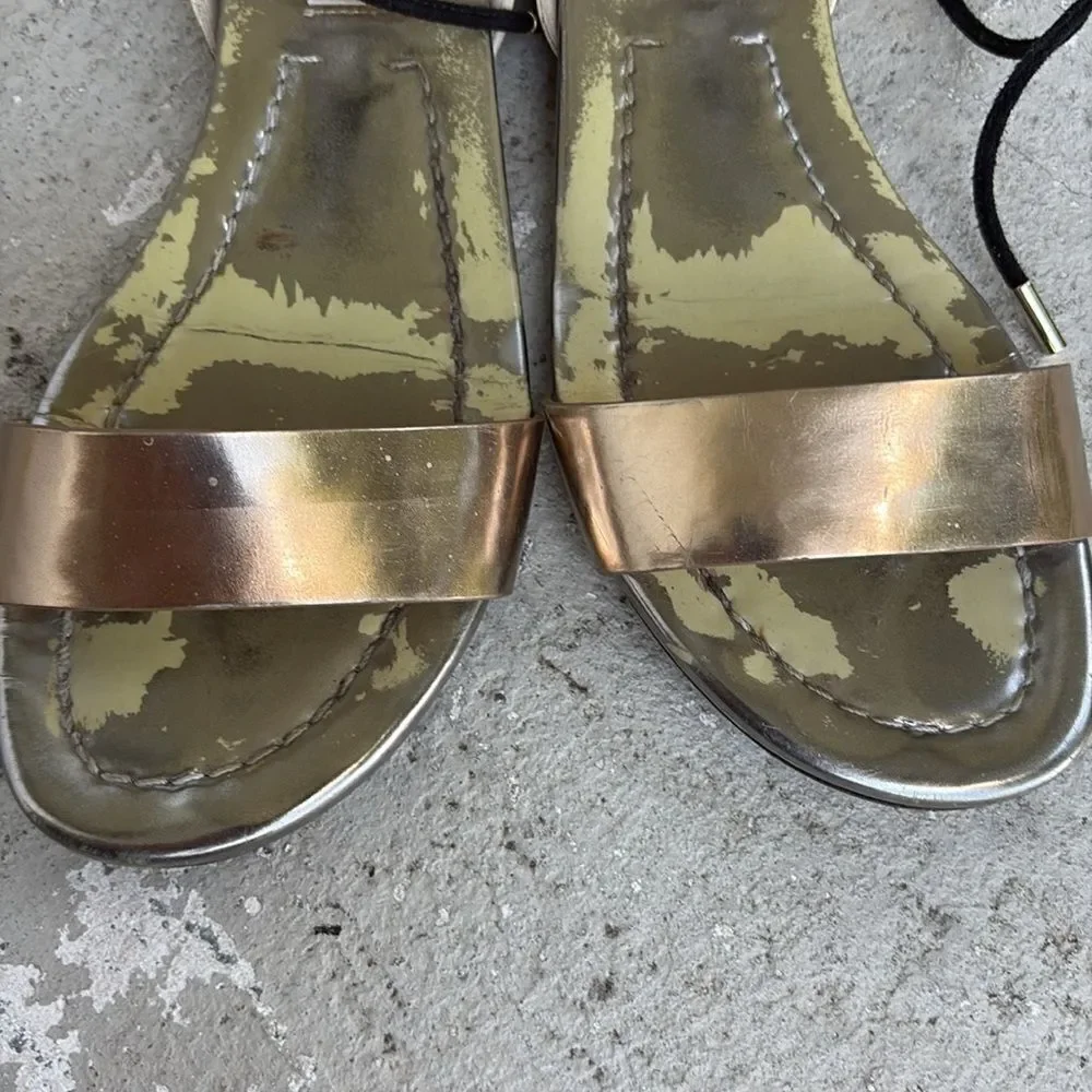 Jimmy Choo metallic and creamy white leather sandals